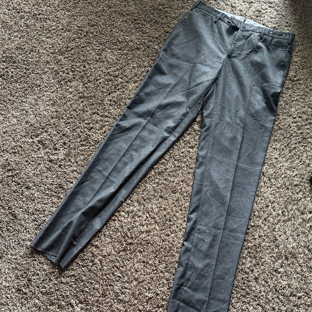 Pt01 Dark Gray Men's Virgin Wool Dress Pants